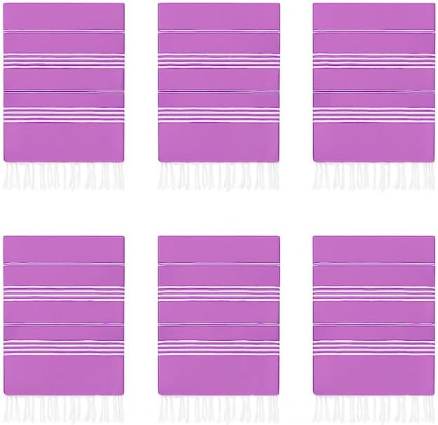 HAVLULAND Turkish Beach Towels Oversized -100% Turkish Cotton Super Soft Lightweight - Absorbent and Quick Drying Bath Towel - Sand Free Beach Towel - Turkish Towels for Adults (Lilac, 6 Pack)