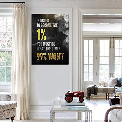 1% Entrepreneur Motivational Canvas Wall Art -Inspirational Office Wall Art Poster Quotes - Canvas Artwork Picture Print Framed for Home Office Bathroom Bedroom Wall Decor -24"X36"