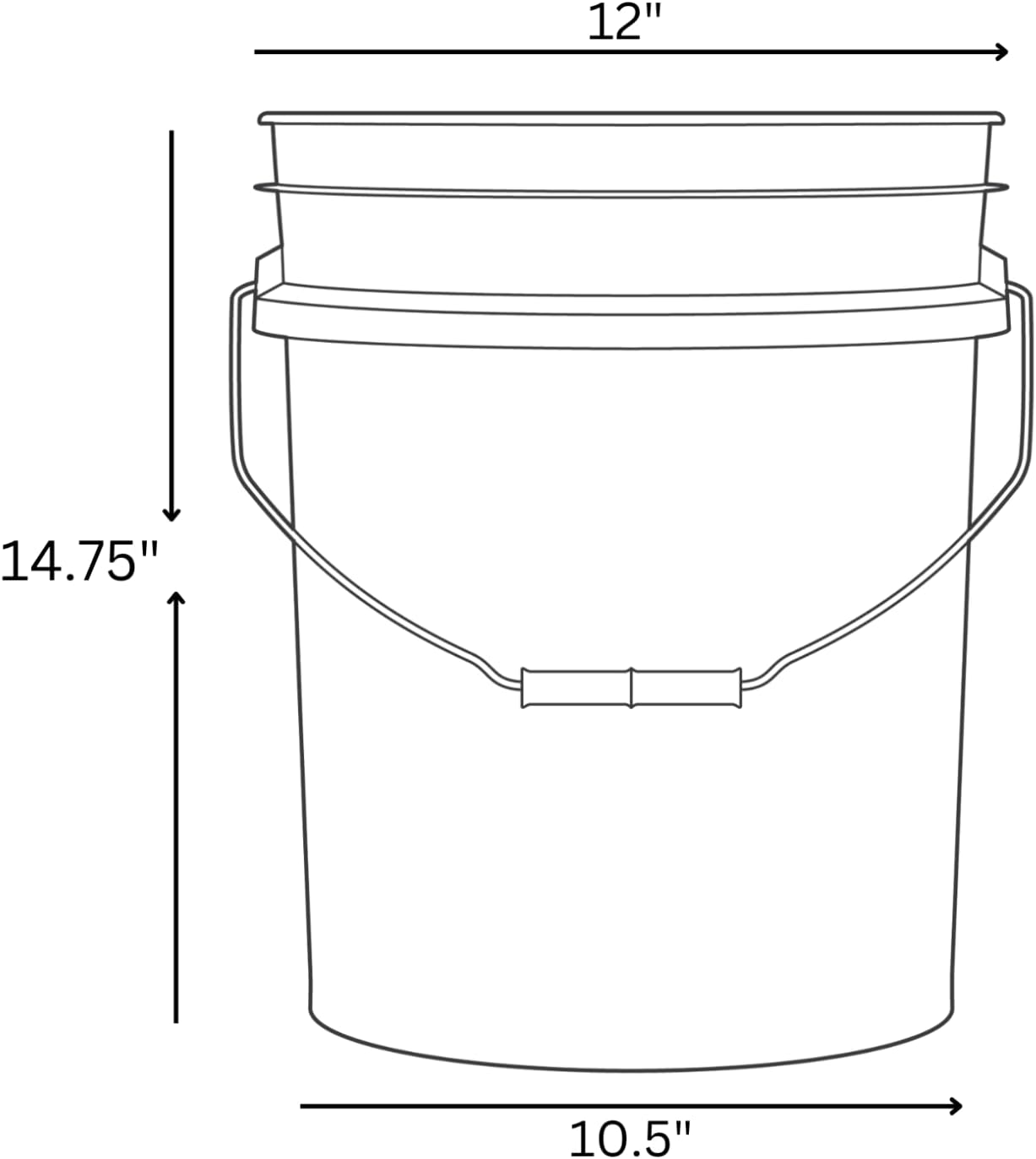 House Naturals 5 Gallon Premium HPDE Plastic Bucket - Made in USA Food Grade Storage Container, BPA Free All Purpose Pail (1, Black)
