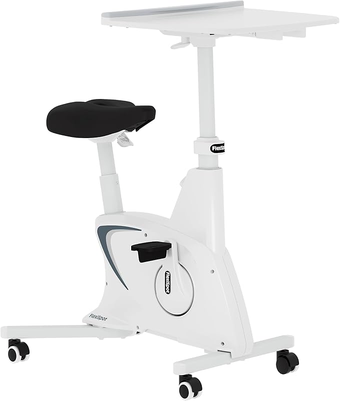 FLEXISPOT Exercise Bike with 2D Desktop, Space Saving Under Desk Bike with Removable Desk, Stationary Bikes Indoor Bikes with 300LBS Heavy Duty 8-Level Resistance Flywheel Optional LCD, V9PRO/V9MAX