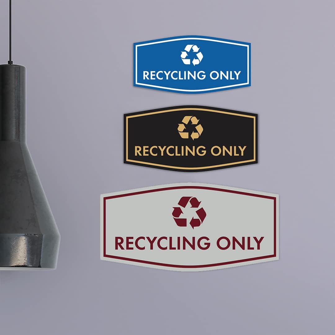 Fancy Recycling Only Sign (Brushed Gold) - Small