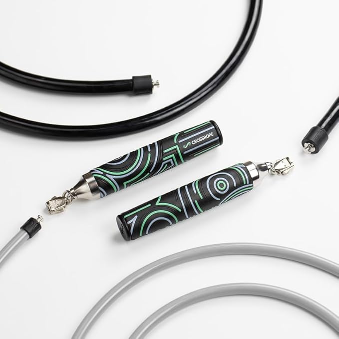 Crossrope Get Strong Set - Weighted Jump Ropes for Strength Training - Improve Power and Endurance in a Fun Jump Rope Workout - 1LB and 2LB Ropes with Power Handles