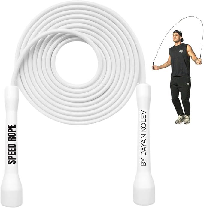 Speed Jump Rope by Dayan Kolev, 5mm PVC Skipping Rope, Great for Beginners and Advanced Athlets, Designed for Fitness, Cardio, Boxing & CrossFit, Adjustable length with Unbreakable Handles