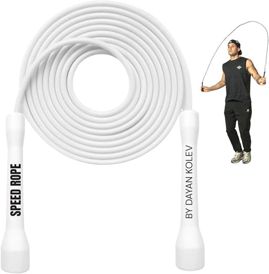 Speed Jump Rope by Dayan Kolev, 5mm PVC Skipping Rope, Great for Beginners and Advanced Athlets, Designed for Fitness, Cardio, Boxing & CrossFit, Adjustable length with Unbreakable Handles
