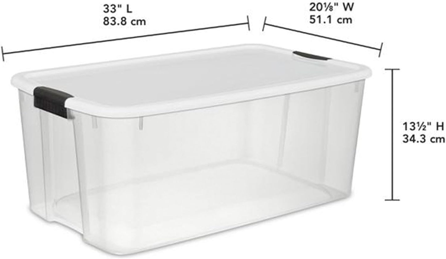 Sterilite 8-Pack Ultra Latching Box, Storage Bins with Lids, Clear Plastic, 116 Quart - Heavy-Duty Organizing Containers for Closet, Bathroom, and Office