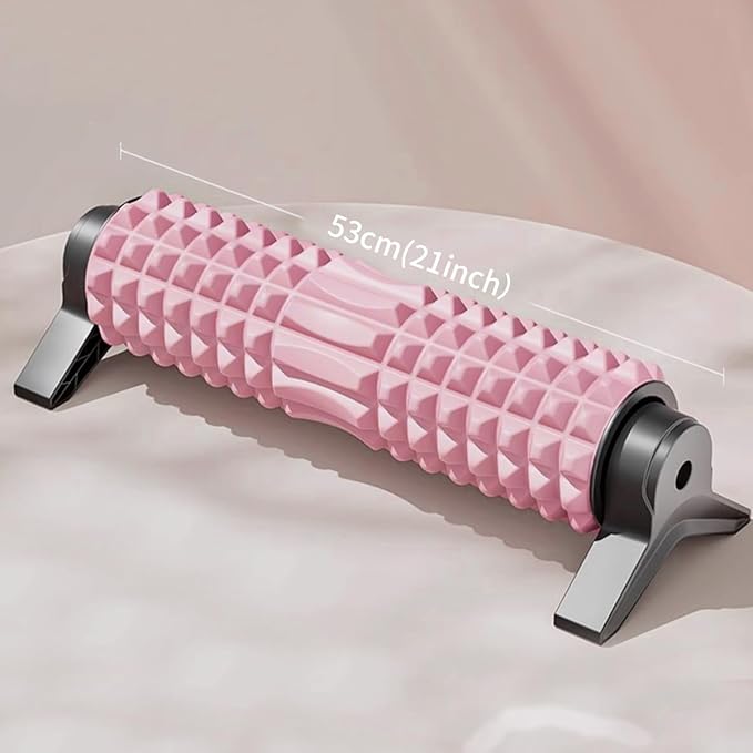 New Upgrade Bracket Foam Roller, 21 Inch Firm Deep Tissue Muscle Massager for Back Leg Pain & Sore Muscles (Pink)