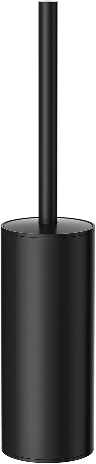 Toilet Brush and Holder Set, Toilet Bowl Brush with Heavy Duty 304 Stainless Steel Base and Extra Long Handle, Toilet Bowl Cleaners Brush for Bathroom (Matte Black)