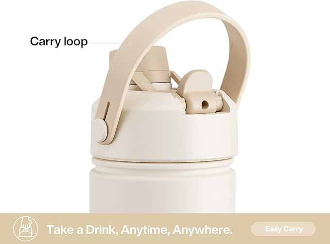 26 oz Insulated Water Bottle with 2-in-1 Straw and Spout Lid, Keep Cold 24H, Leak-Proof, Fits in Car Cup Holder, Stainless Steel Water Bottle for Sports, Gym, Travel, and School (Mousse)