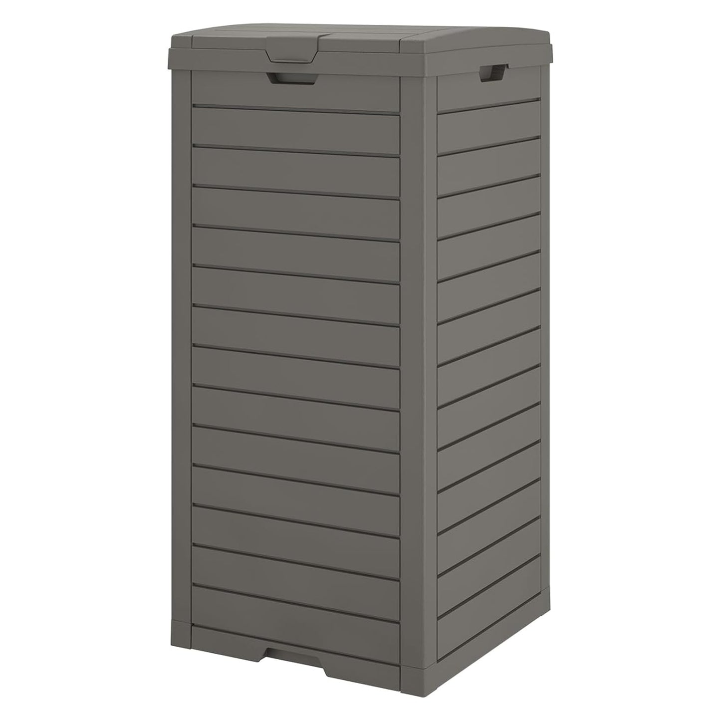 NUNU LAB 31 Gal Outdoor Trash Can with Lid - Heavy Duty Waterproof Resin, Removable Drip Tray, Fits 33-40 Gallon Bags - Large Garbage Bin for Patio, Backyard, Deck