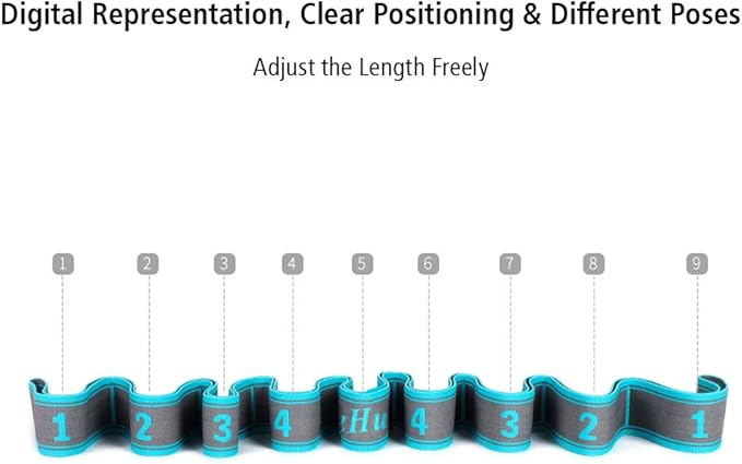 Stretch Strap, Elastic Yoga Stretching Strap, Multi-Loop for Physical Therapy, Pilates, Yoga, Dance & Gymnastics Exercise and Flexible Pilates Stretch Band