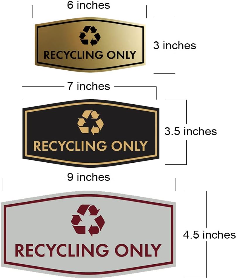 Fancy Recycling Only Sign (White/Red) - Medium