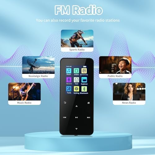 144GB MP3 Player, with Bluetooth 5.2, HiFi Sound,FM Radio, Voice Recorder, E-Book, Earphones Included，Portable Music Player for Kids ，Mini Design Ideal for Sport