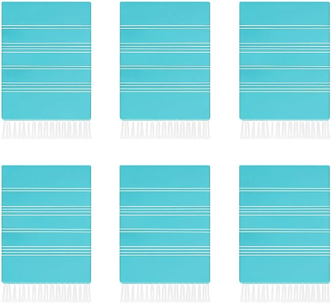 HAVLULAND Turkish Cotton Beach Towels, Bath Towel, Oversized 72"x40", Quick-Dry, Absorbent, Lightweight, Sand-Free, Ideal for Beach, Pool, Yoga, Travel, Camping Pack of 6 Turquoise