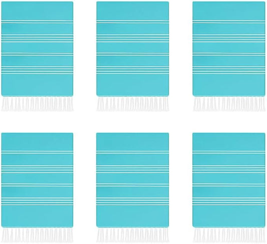 HAVLULAND Turkish Cotton Beach Towels, Bath Towel, Oversized 72"x40", Quick-Dry, Absorbent, Lightweight, Sand-Free, Ideal for Beach, Pool, Yoga, Travel, Camping Pack of 6 Turquoise