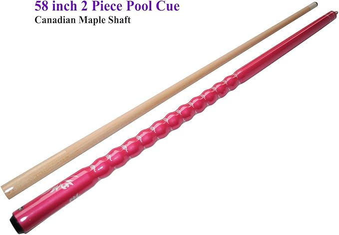 58" Pool Cue Stick,13mm 2-Piece Maple Hardwood Ergonomic Design Billiard Cues Kit,19/20/21oz