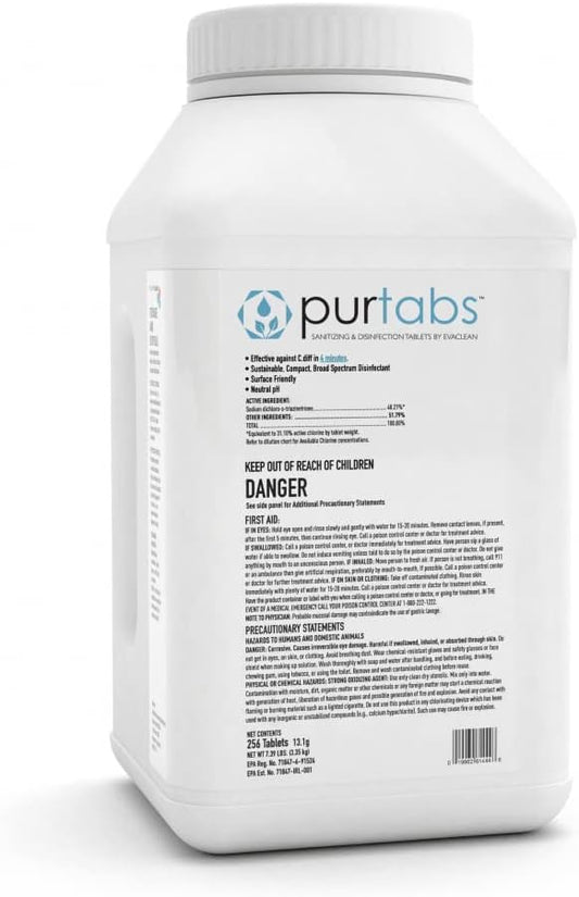 13.1G Sporicidal NaDCC Tablet Disinfectant - Multipurpose, Concentrated Dissolving Tabs for Bulk Solution, Use with Protexus Handheld Electrostatic Sprayers for Cleaning and Disinfecting