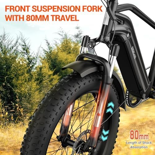 SISIGAD Electric Bike for Adults, 1500w | 50Miles | 32Mph Electric Mountain Bike - 48V 15Ah Removable Built-in Battery, 26" Fat Tire Dirt Ebike - 7Speed Shock Absorber E-MTB UL2849 Tested for Commute