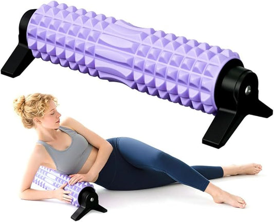 RUNWE Foam Roller with Stand - Roller Foam for Back Pain, 21 inch Trigger Point Deep Tissue Massage, Medium Density Grid Bracket Foam Rollers, Myofascial Release, Relieves Leg Muscle Pain