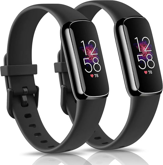 2 Pack Bands for Fitbit Luxe Bands Women Men, Soft Silicone Wristband Replacement Strap for Fitbit Luxe/Luxe Special Edition Fitness Tracker