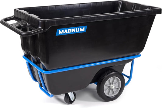 Tilt Truck, 1/2 Cu. Yd. Capacity Dump Cart with Heavy Duty 12” Wheels & 5” Casters & Forklift-able Frame for Jobsites, 850 lbs, Trash Cart with Wheels DUC12T-F-04PK (4-Pack)