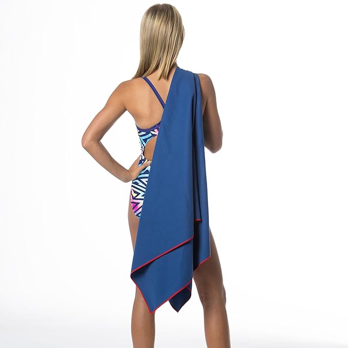 Flow Hydro Sport Towel - Microfiber Quick Dry Swimming Towels for Swim, Pool, Triathlon, and Other Water Sports in Medium, Large, XL, and Hooded Sizes (Navy, X-Large (72" x 40"))