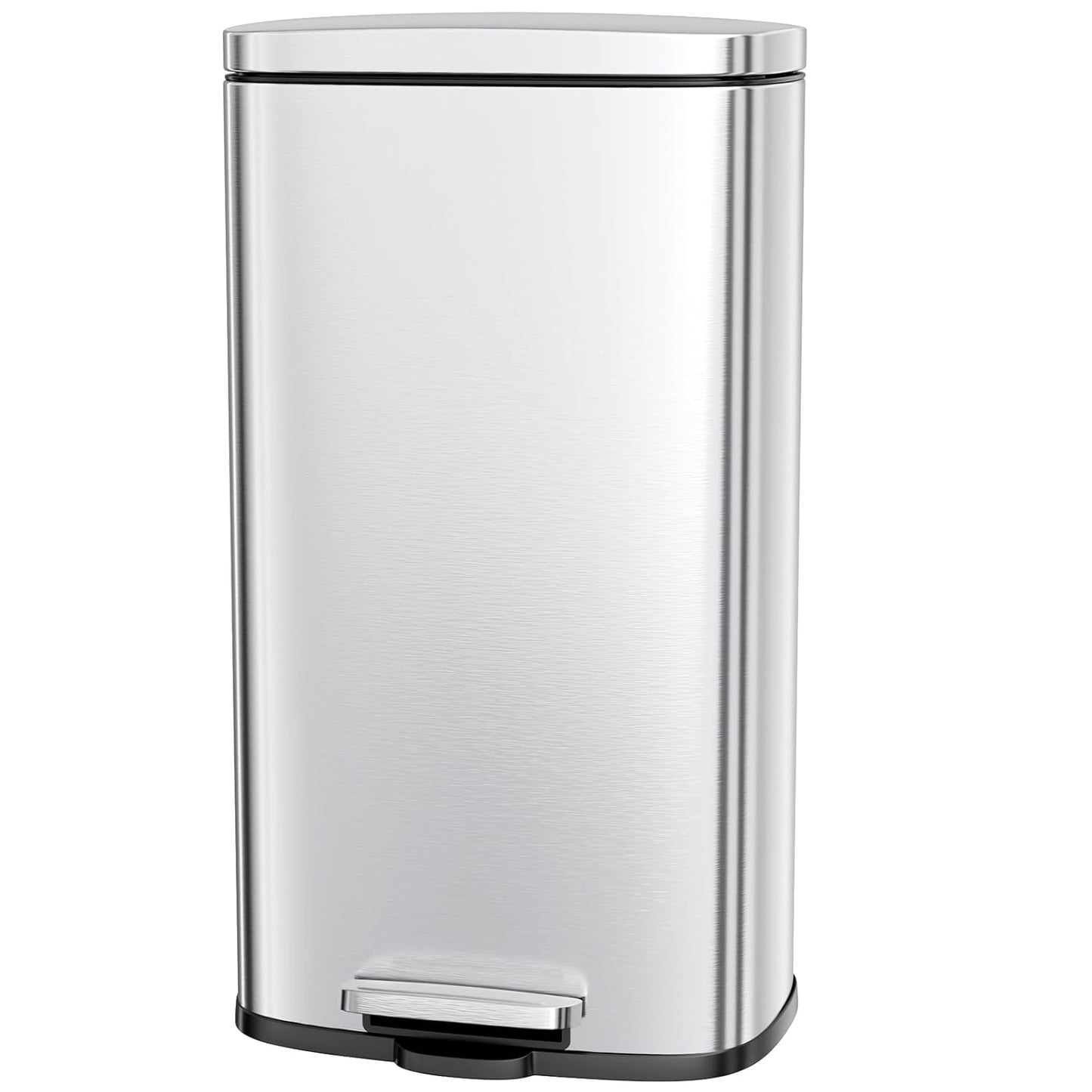 AthLike Trash Can, Stainless Steel Kitchen Garbage Can, Step Waste Bin with Hinged Lid and Removable Inner Bucket, Soft-Close, Dustbin for Bathroom Bedroom Living Room Home (Silver, 8 Gal)