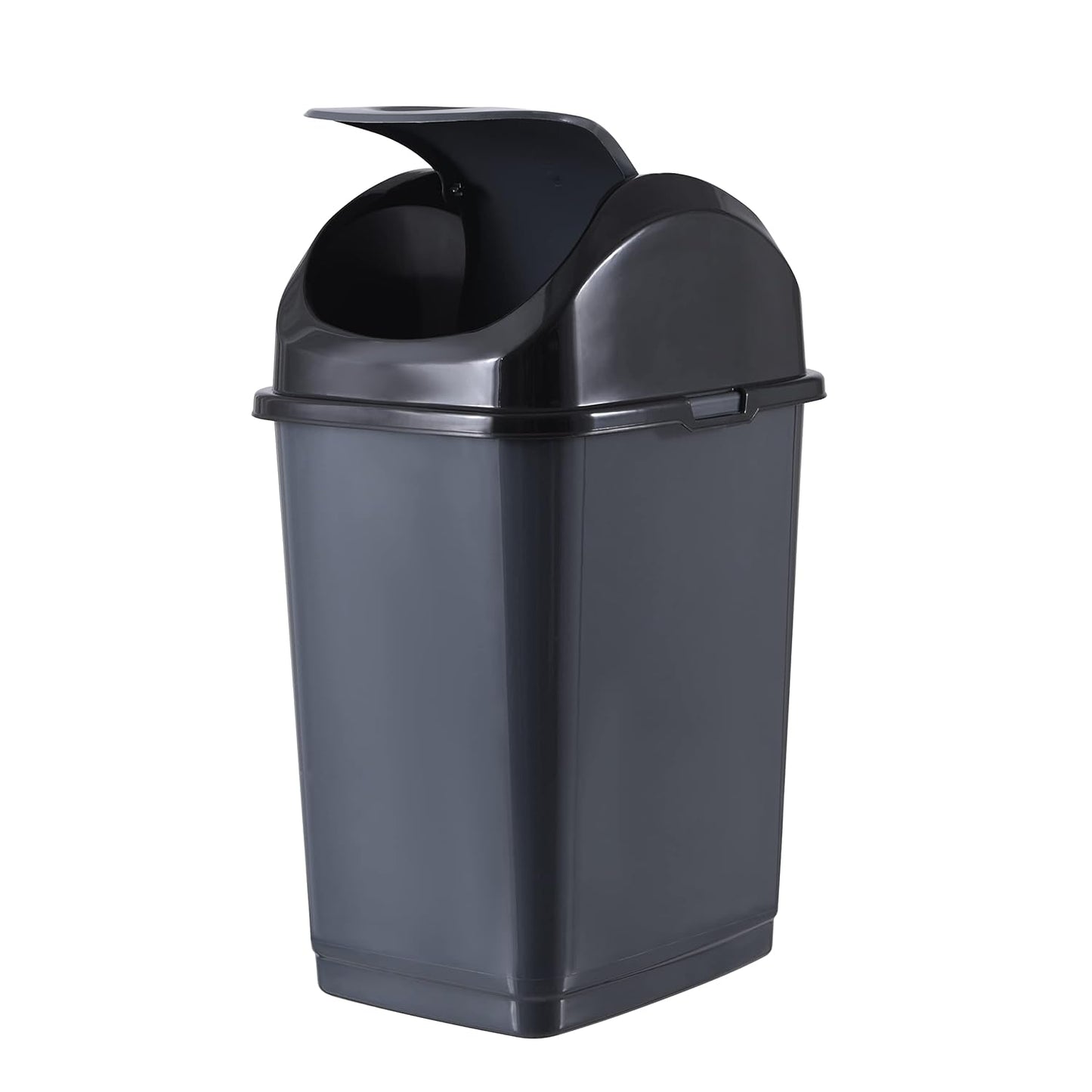 Superio Medium Trash Can with Lid 4.5 Gallon Plastic Swing Top Garbage Can Slim Waste Bin for Under Sink/Cabinet, Laundry Room, Kitchen, Office, Bedroom, Bathroom, College Dorm, 18 Qt, Grey