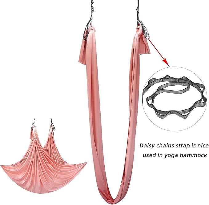 PRIOR FITNESS 2pcs Nylon Daisy Chain Straps for Aerial Yoga Hammock Swing Adjustable Aerial Silk Extender Strap Rope Anti-Gravity Yoga Extend Belts