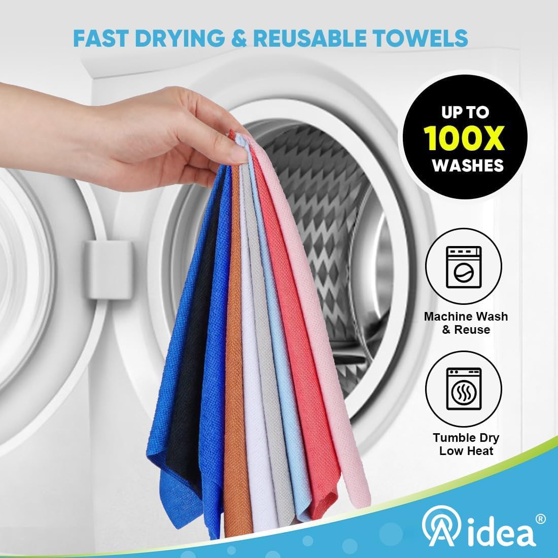 AIDEA Microfiber Cleaning Cloth Roll, Red Shop Towels 55 Sheets Washable, Microfiber Towels for Cars, Shop Rags Reusable Paper Towel for Automotive, Workshop, House, Kitchen, Cleaning Supplies11×9"