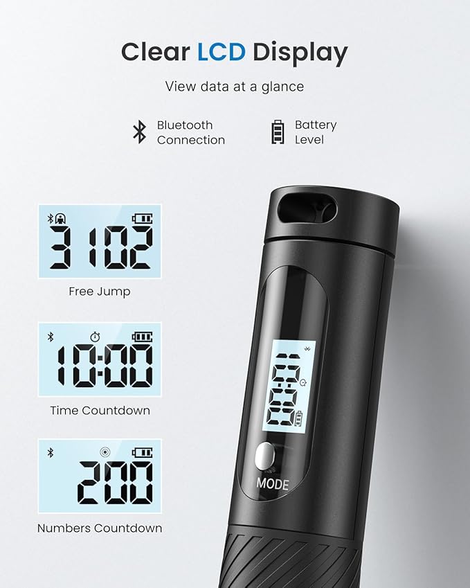 RENPHO Cordless Jump Rope, Weighted Jump Rope with Counter, Jump Ropes for Fitness, Smart Skipping Rope for Crossfit, Gym, Burn Calorie, APP Data Analysis, at-Home-Workout for Women Men Adult Kids