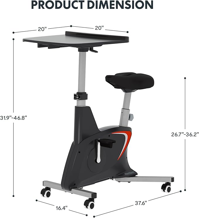 FLEXISPOT Exercise Bike with 2D Desktop, Space Saving Under Desk Bike with Removable Desk, Stationary Bikes Indoor Bikes with 300LBS Heavy Duty 8-Level Resistance Flywheel Optional LCD, V9PRO/V9MAX