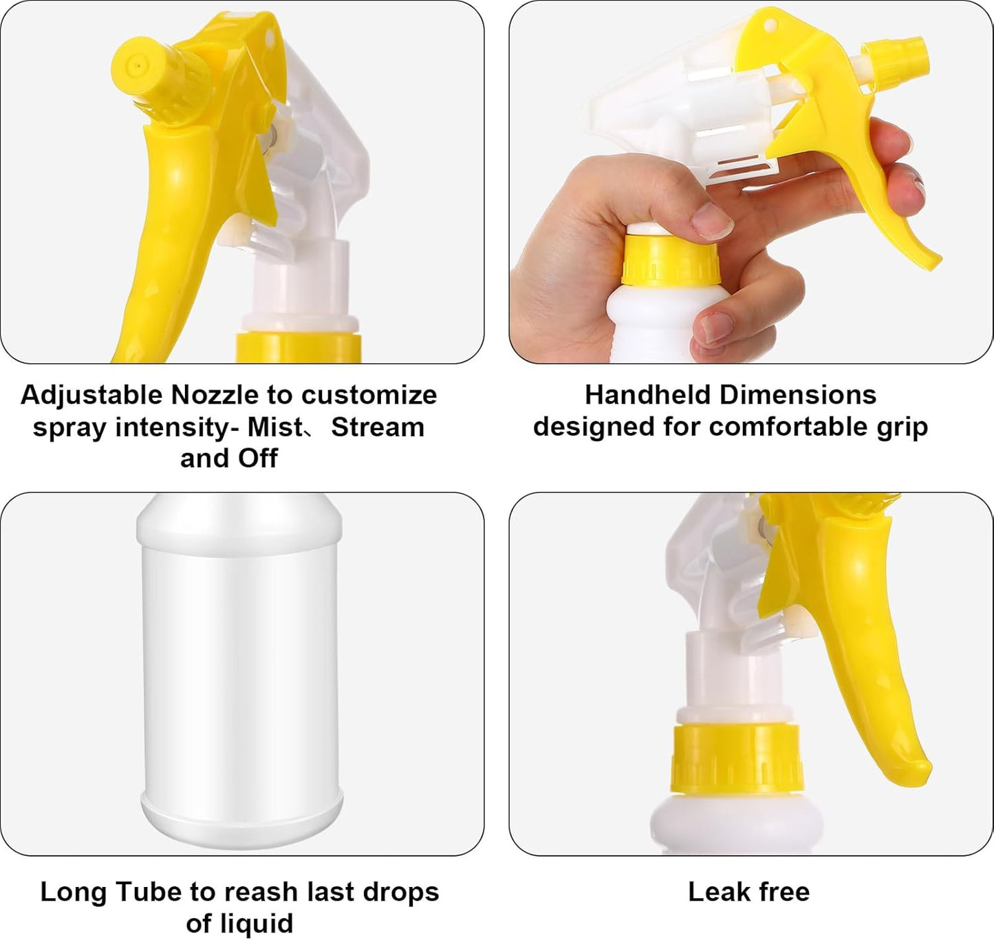 Eccliy 12 Pcs 16 Oz Plastic Spray Bottle, Adjustable Empty Reusable Sprayer for Cleaning, Planting, Water, Bathroom and Kitchen, BBQ, Commercial and Residential(Yellow, Blue,Original)