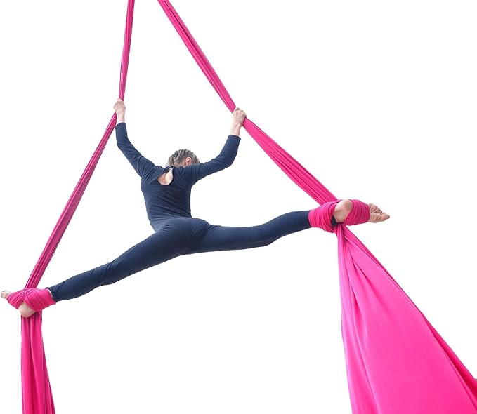 Aerial Silks Yoga Swing Set - 9/11 Yards Aerial Yoga Hammock Kit Anti-Gravity Flying for Fitness, Low/Non Stretch Nylon Tricot Fabric Hardware Included for Dance
