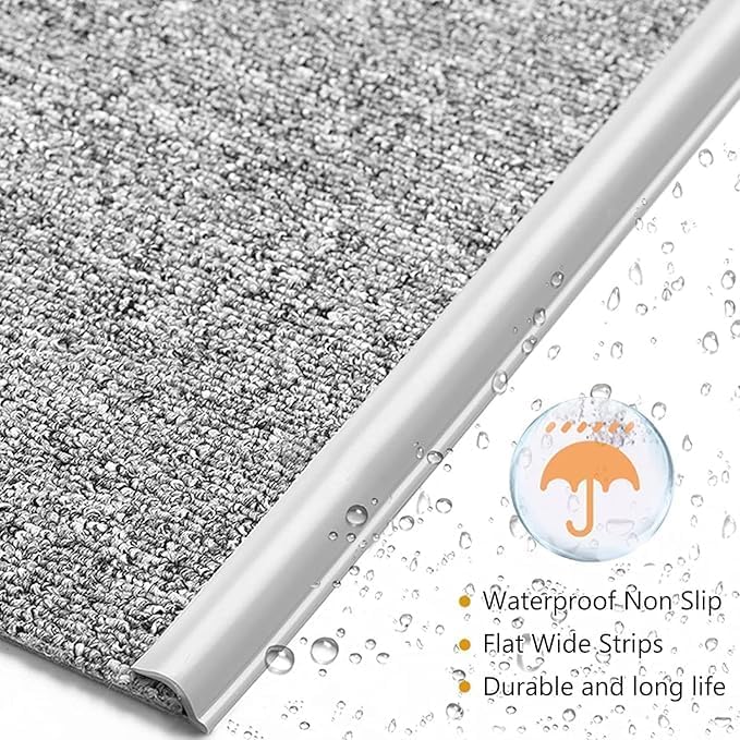 Self Adhesive Carpet Transition Strip with Edge Trim, Designed for Seamless Transitions from Carpet to Tile or Vinyl Floors, Perfect for Doorways.(Gray,30ft)