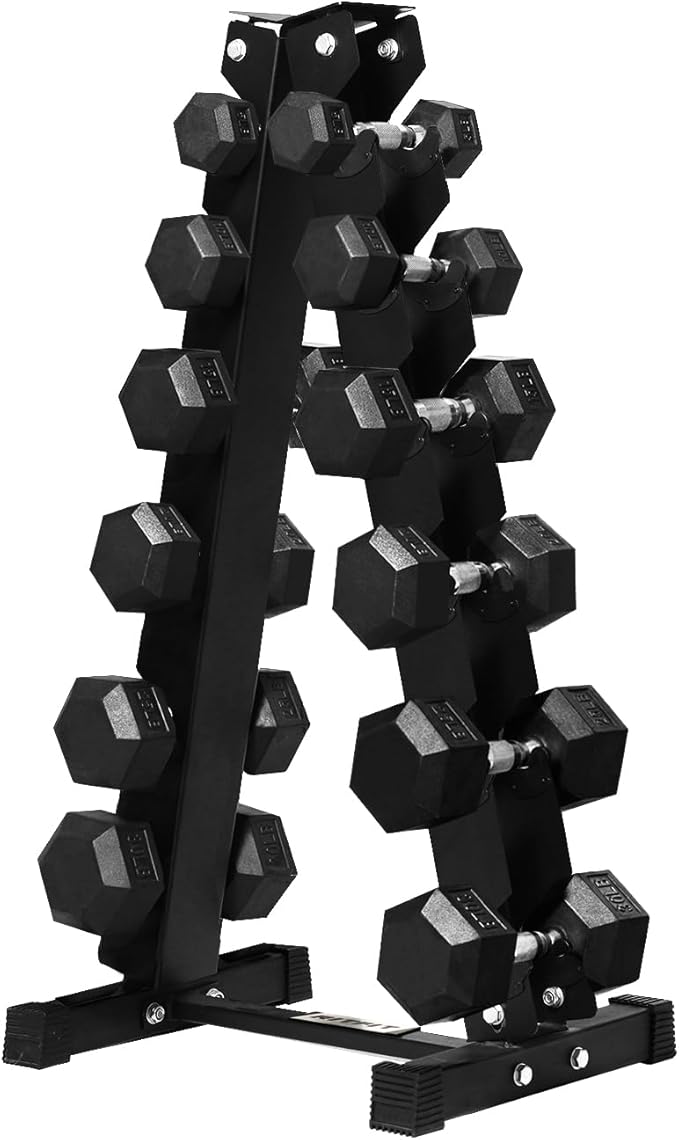RITFIT 300/350/450/650/180/200/210 LB Rubber Hex Dumbbells Set with Optional Dumbbell Rack, Multi Weight Set to Choose, Ideal for Home Gym and Fitness