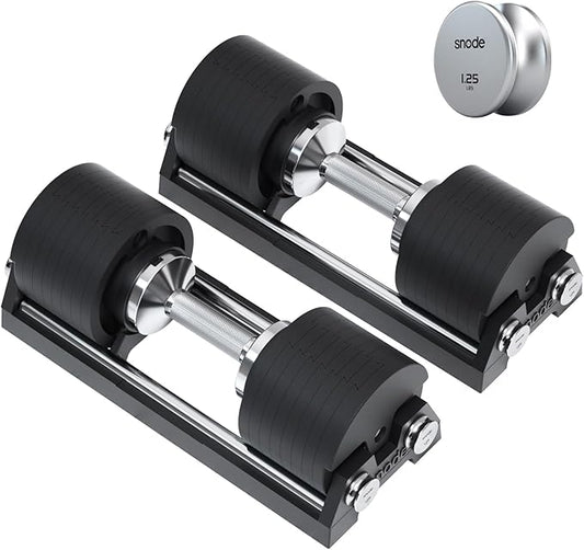 SNODE AD80 Drop Proof 80 lbs Adjustable Dumbbell Set -Adjustable Weights with Cast Iron Plates and Cradle, Knurled Handle, Fast Adjust, Compact Home Gym Equipment for Bench & Press