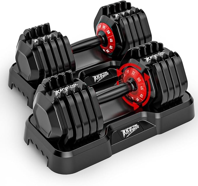 25/55lbs Adjustable Dumbbells Set, Dumbbells with Anti-Slip Metal Handle for Exercise & Fitness Fast Adjust Weight for Full Body Workout Fitness