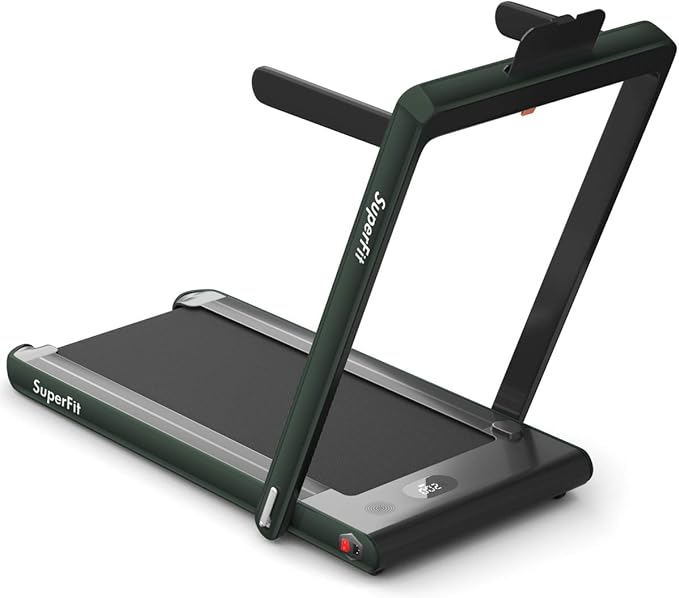 GYMAX Walking Pad, 2.25HP Dual Display Foldable Treadmill for Home with Remote/Smart App Control, Portable Compact Treadmill for Office Under Desk, Folding Running Machine for Small Spaces