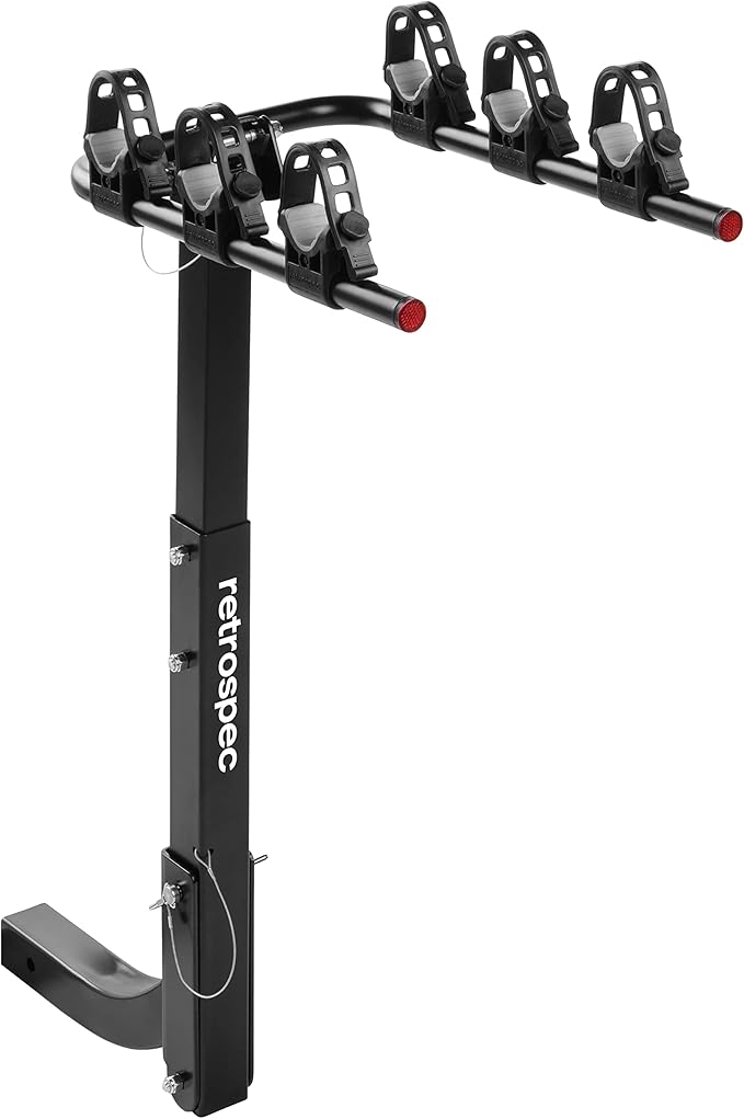 Retrospec Lenox 2-5 - Bike Hitch Rack for Cars, Trucks, SUVs with 2” Hitch | Foldable Steel Frame with Anti-Rattle Adapter, Tie Down Cradles and Straps - Fits Most Frames