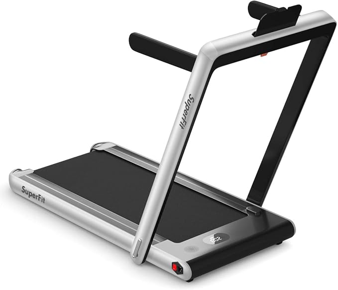 GYMAX Walking Pad, 2.25HP Dual Display Foldable Treadmill for Home with Remote/Smart App Control, Portable Compact Treadmill for Office Under Desk, Folding Running Machine for Small Spaces