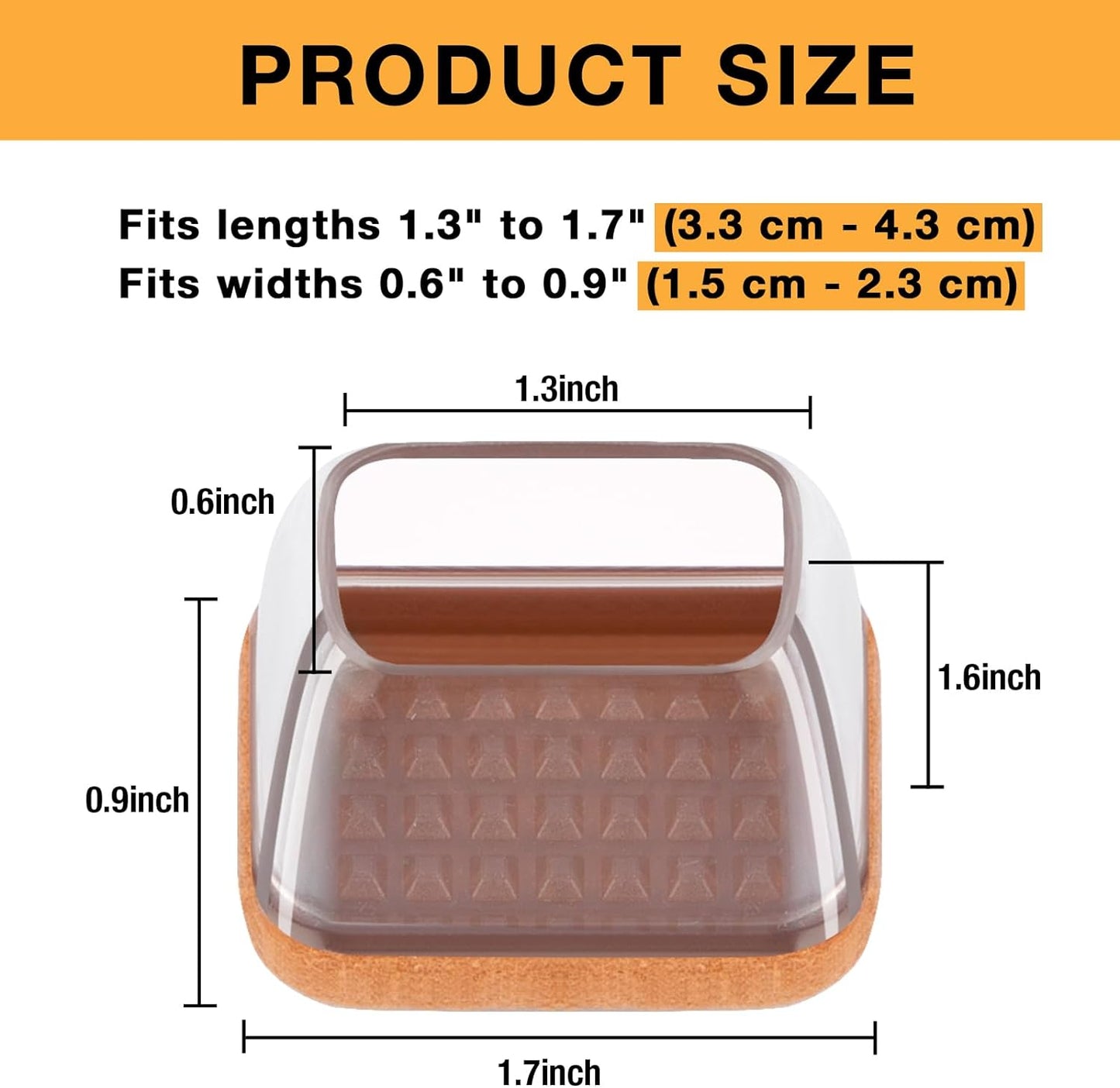 16 Pcs Rectangle Chair Leg Floor Protectors, Silicone Chair Leg Protectors for Hardwood Floors, High Elastic Chair Leg Cover for Chair Table Desk, Protect Wooden Floors from Scratching, Won't Tear