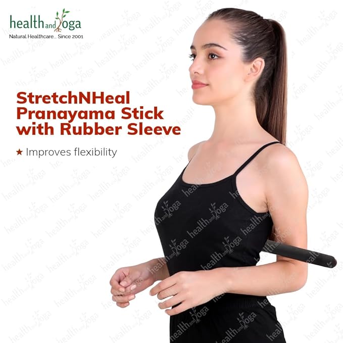HealthAndYoga™ StretchNHeal Collapsible Multi-Use Wooden Yoga Stick - Regular and XL - Portable Posture Corrector Pole, Stretch Mobility Stick, Physical Workout Exercise Dowel