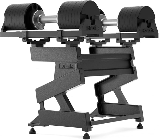 SNODE AD80 Drop Proof 80 lbs Adjustable Dumbbell Set -Adjustable Weights with Cast Iron Plates and Cradle, Knurled Handle, Fast Adjust, Compact Home Gym Equipment for Bench & Press