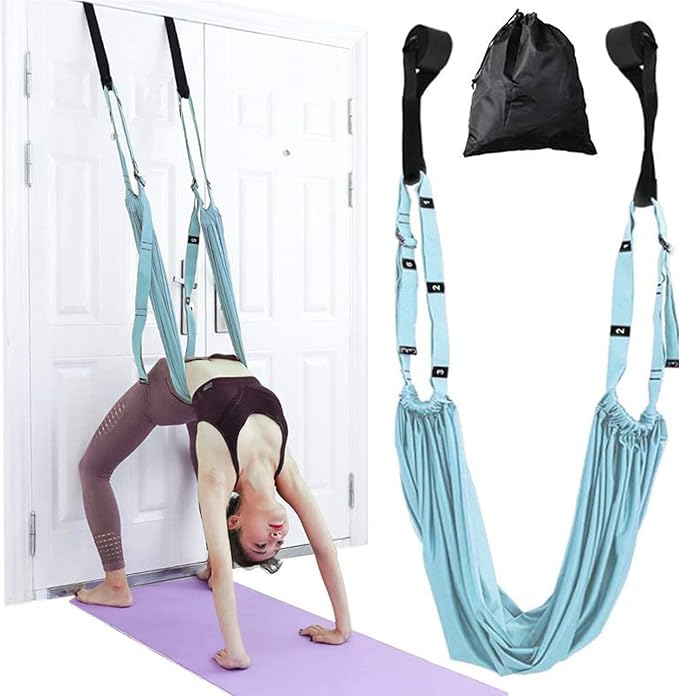 Yoga Stretching Strap, Adjustable Height Leg Stretcher Waist Back Stretch Band Aerial Yoga, Anti-gravity Inversion Exercises Door Flexibility Tensile Trainer for Rehab Pilates Dance Splits