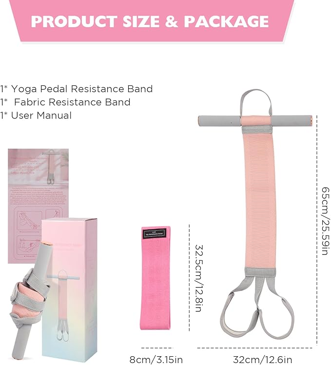 Fitness Resistance Band with Handles & Non-Slip Pedal, 150lb Fabric Exercise Bands, Yoga Starter Sets Sit Up Pull Rope for Full Body Strength Training, Stretch Band Workout Equipment