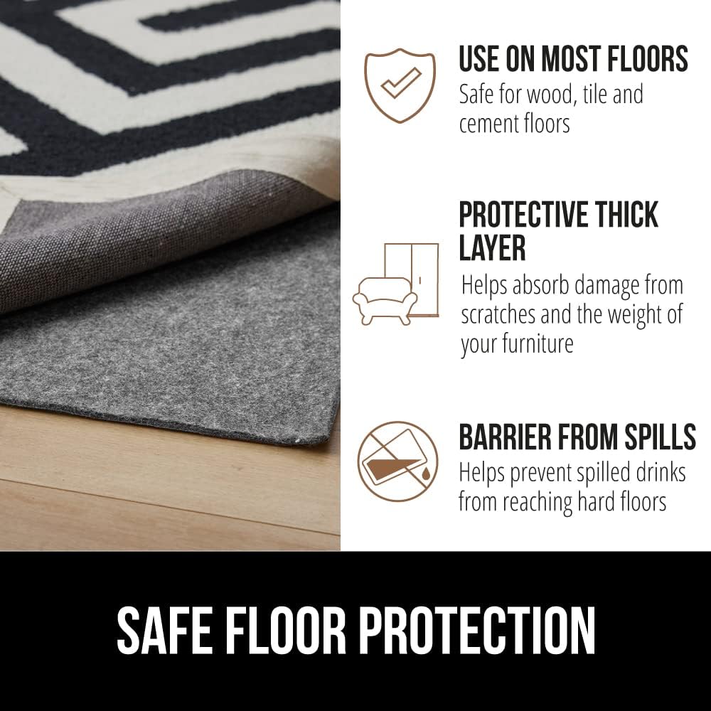 GORILLA GRIP Felt and Natural Rubber Stay in Place Slip Resistant Rug Pad, 1/4in Thick, 8x2 FT, Protective Padding Under Area Rugs, Cushioned Gripper Pads, Carpet Runners, Hardwood Floors Protection