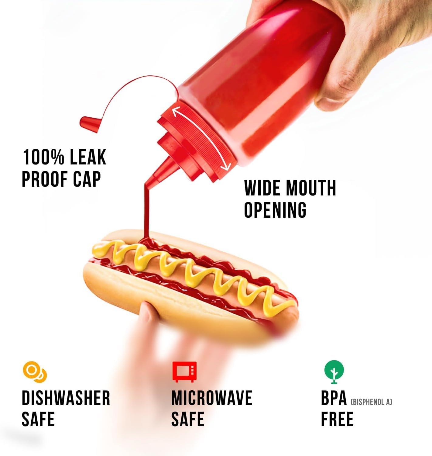 Norcalway 12 oz and 16 oz - 2 Pack | Condiment Squeeze Bottles – Plastic Squirt Bottles for Sauce, Ketchup, Dressing, Oil & More – Easy Pour, Refill & Clean – Kitchen Condiment Dispensers
