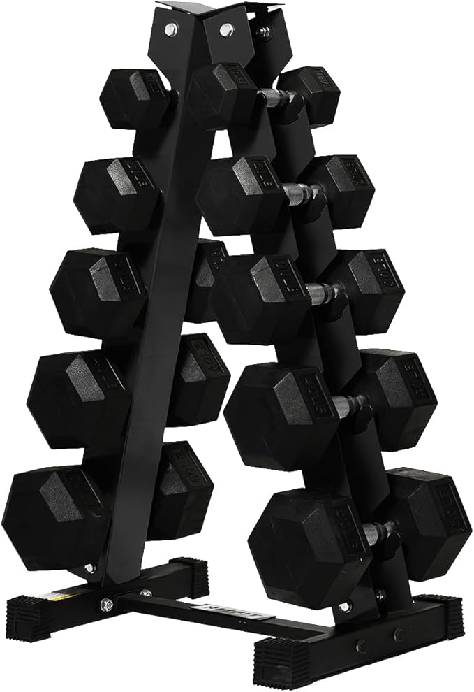 RITFIT 300/350/450/650/180/200/210 LB Rubber Hex Dumbbells Set with Optional Dumbbell Rack, Multi Weight Set to Choose, Ideal for Home Gym and Fitness