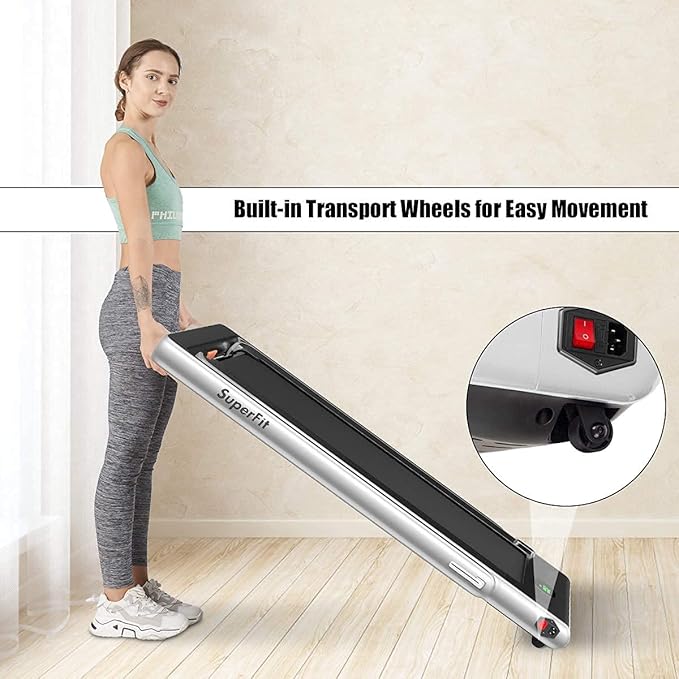 GYMAX Walking Pad, 2.25HP Foldable Treadmill with Smart App & Remote Control, Bluetooth LED Monitor, Small Spaces Compact Running Machine, Folding Portable Under Desk Treadmill for Home Office