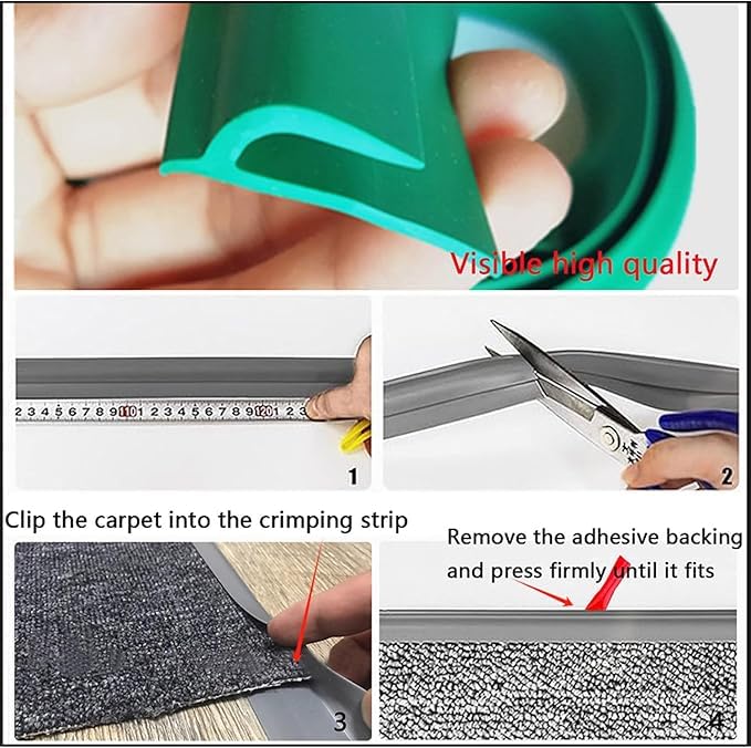 Self Adhesive Carpet Transition Strip with Edge Trim, Designed for Seamless Transitions from Carpet to Tile or Vinyl Floors, Perfect for Doorways.(Brown,15ft)